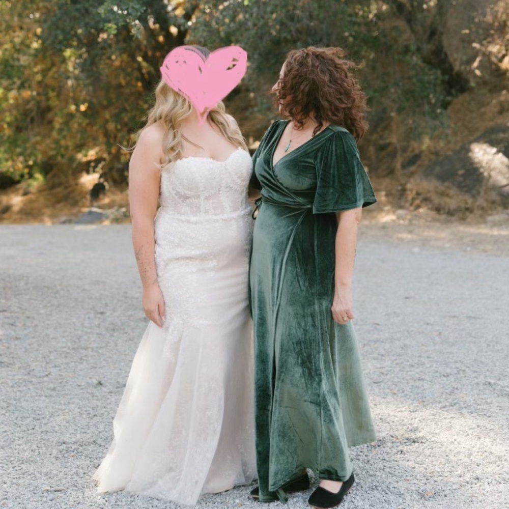 Mother of the Bride ❤Meghan - Baltic Børn -  Velvet Wrap Maxi Dress | Deep Green - Picture 3 of 3